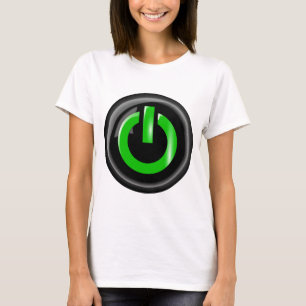 Camiseta " Verde sobre el botón de encendido negro