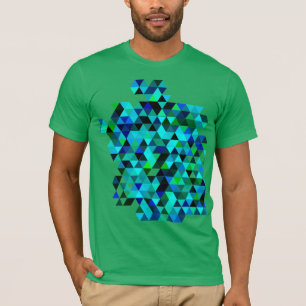 Camiseta verde y azul del modelo del triángulo de