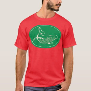 Camiseta Verde y blanco de ballena jorobada minimalista