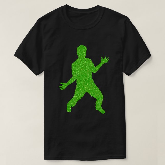 Camiseta verde zombi Halloween Purpurina (Diseño del anverso)