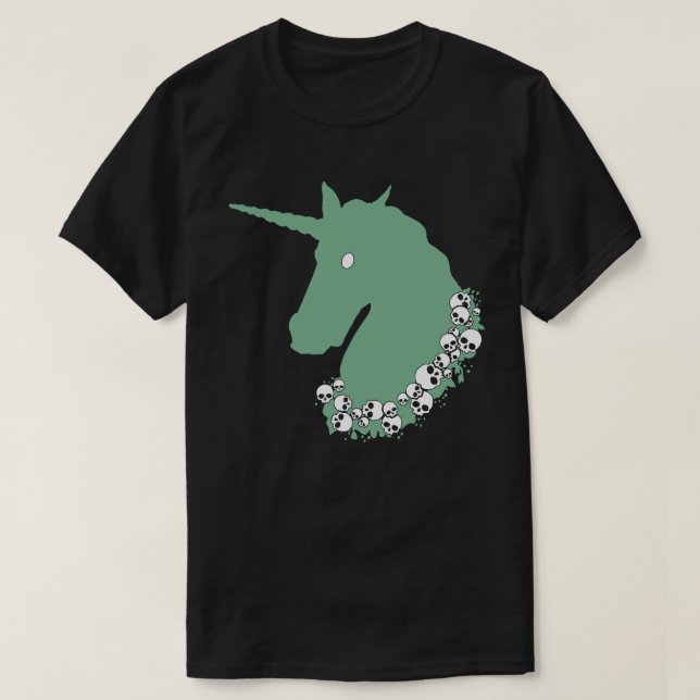Camiseta verde zombie unicornio (Diseño del anverso)