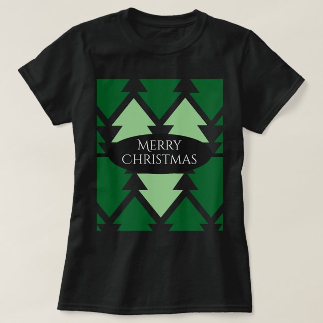 Camiseta Verdes Árboles navideños festividad negro (Diseño del anverso)