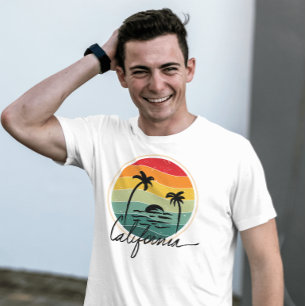 Camiseta verdor retro vintage Playa de palmeras de verano C