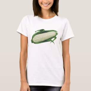 Camiseta Verduras de comida vintage Maíz blanco en la mazor