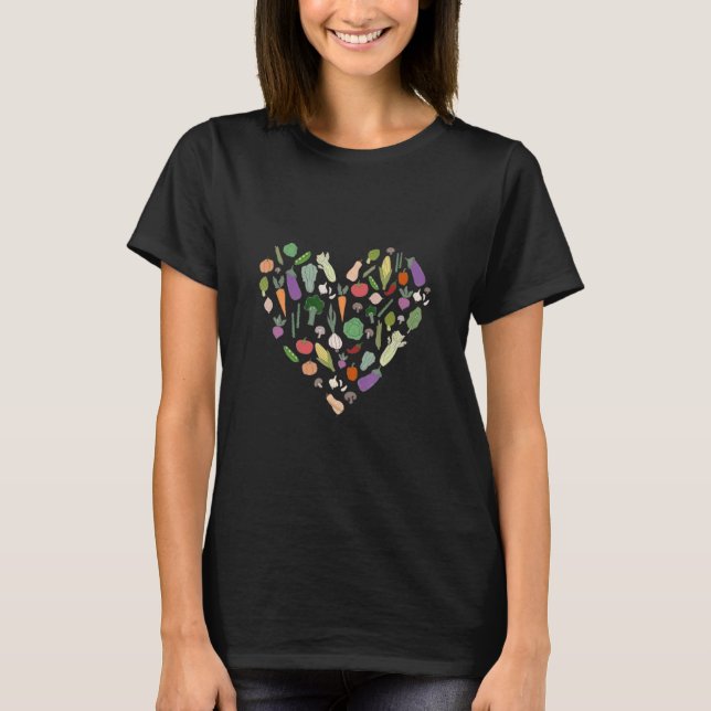 Camiseta Verduras de corazón de jardín Comida saludable (Anverso)