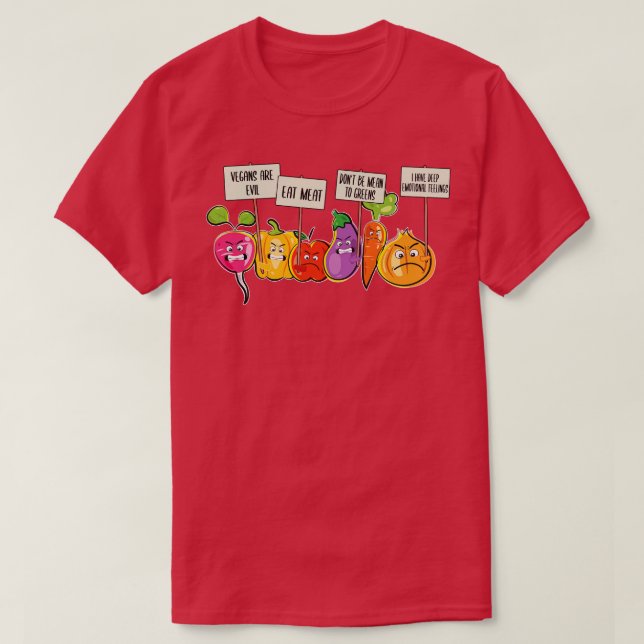 Camiseta Verduras de frutas divertidas protestando contra l (Diseño del anverso)
