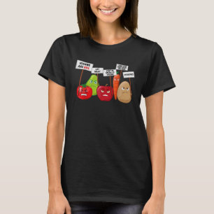 Camiseta Verduras y frutas veganas protestando contra el ve