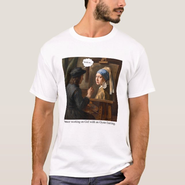 Camiseta Vermeer working on Girl with Oyster Earring. (Anverso)
