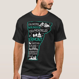 Camiseta Vermont Burlington lindo mapa EsRutland Bennington