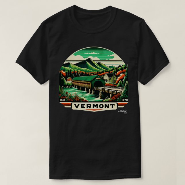 Camiseta Vermont Vistas Green Mountains Maple American Vint (Diseño del anverso)