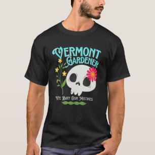Camiseta Vermont Vt Estado Rebelde Jardinero Cráneo Lindo F