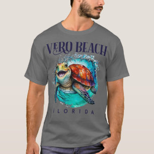 Camiseta Vero Beach Florida Acuarela Feliz Turba de Mar