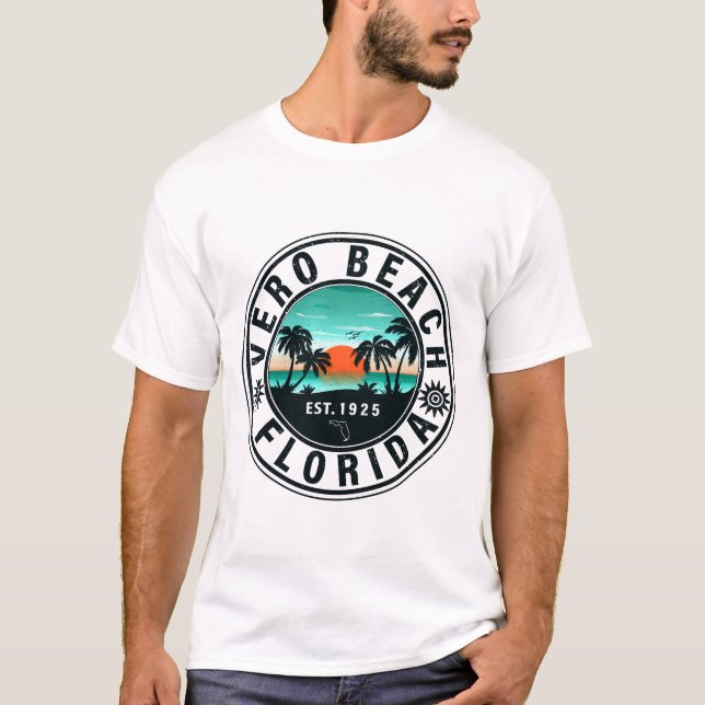 Camiseta Vero Beach Florida Palm Tree Retro Sunset 60 (Anverso)
