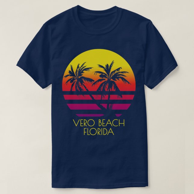 Camiseta Vero Beach Florida Palm Trees Tropicales Vaca Suns (Diseño del anverso)