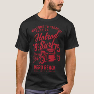 Camiseta Vero Beach Florida Retro Hotrod Surf Desgastado