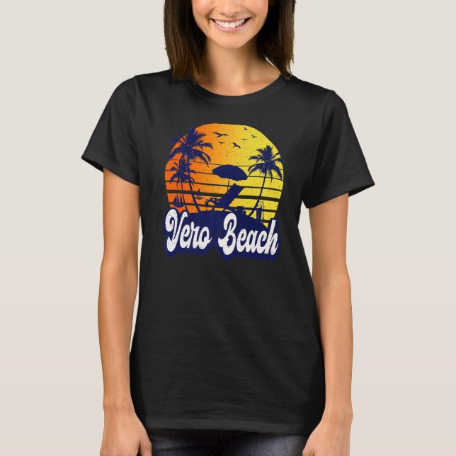 Camiseta Vero Beach Florida Sunset Beach Retro Premium (Anverso)