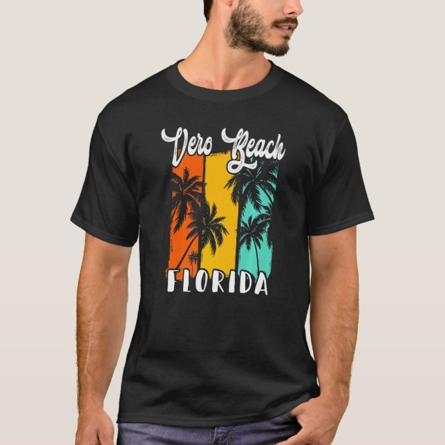 Camiseta Vero Beach Palm Trees Beach Florida Retro Vacation (Anverso)