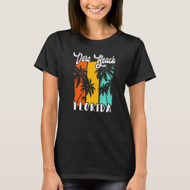 Camiseta Vero Beach Palm Trees Beach Florida Retro Vacation (Anverso)