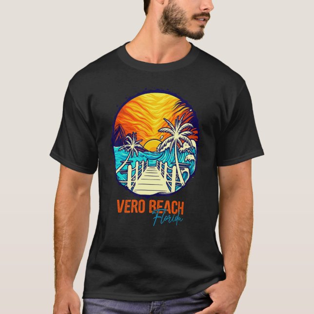 Camiseta Vero Beach Sunset Matching Vacation Friends Family (Anverso)