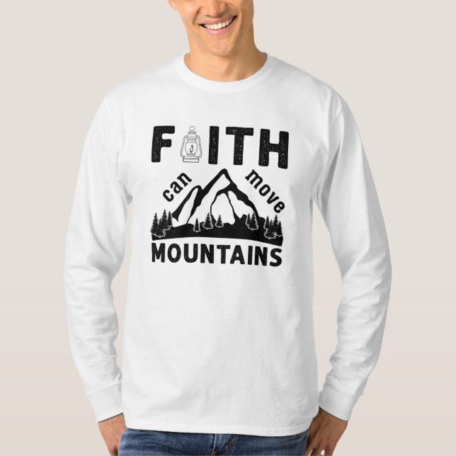 Camiseta Versículo Bíblico La Fe Mueve Montañas (Anverso)