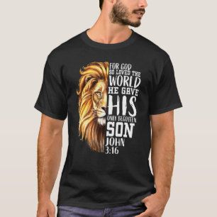 Camiseta Versículo cristiano Juan 316 León de Judá Amor Fe