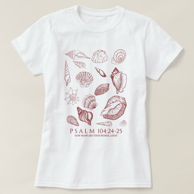 Camiseta Versículo de la Biblia de conchas marinas (Diseño del anverso)