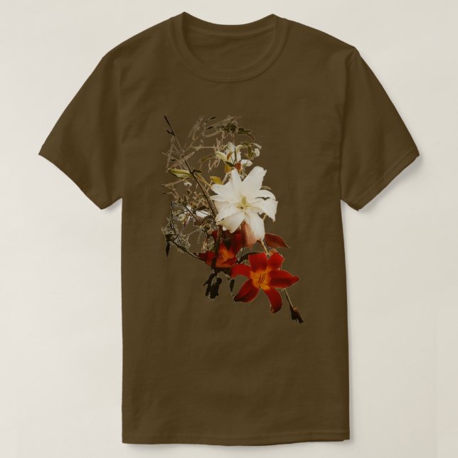 Camiseta versión amarilla de lirios de jardín de bonito (Diseño del anverso)
