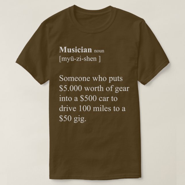 Camiseta Versión blanca de definición divertida de música (Diseño del anverso)
