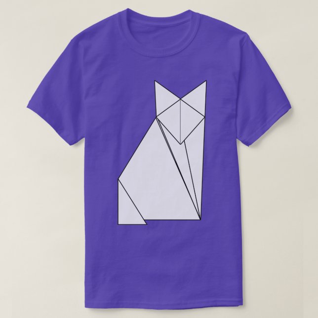 Camiseta versión en blanco y negro del zorro usando origami (Diseño del anverso)