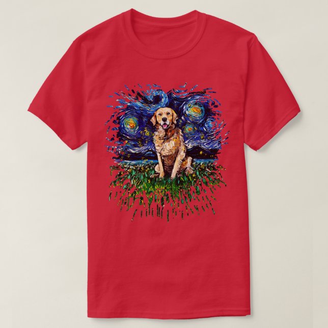 Camiseta Versión nocturna de Golden Retriever (Diseño del anverso)