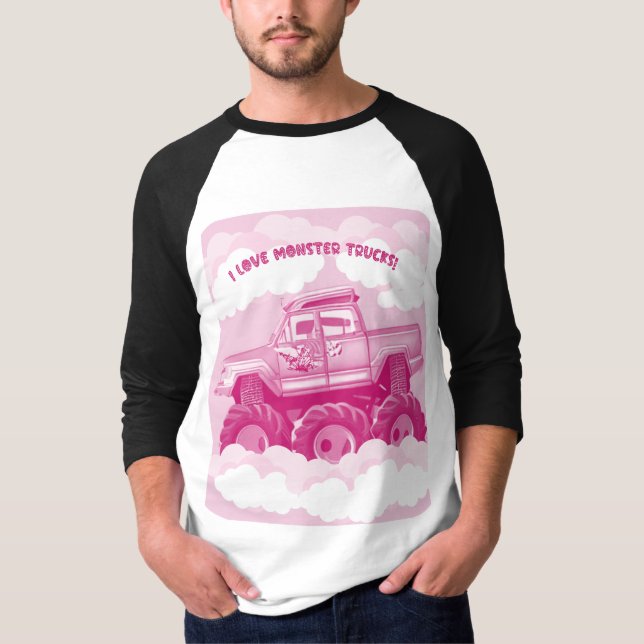 Camiseta Versión rosa Me Encanta Monster Trucks Imagen (Anverso)