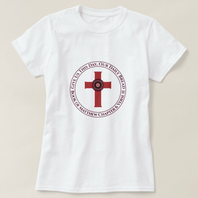 Camiseta Verso De Biblia Danos Este Día Monograma De Cruz E (Diseño del anverso)