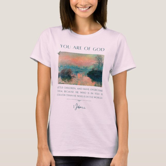 Camiseta Verso de la Biblia 1Juan 4:4 (Anverso)