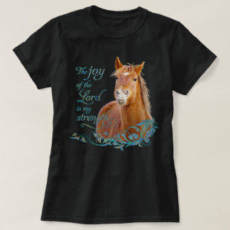 Camiseta Verso de la Biblia Cristiana Caballo Sonriente