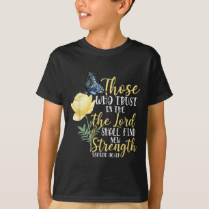 Camiseta Verso de la Biblia cristiana Mariposa Rosa Flor Is