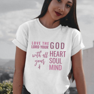 Camiseta Verso de la Biblia de Guión Rosado Moderno Cristia