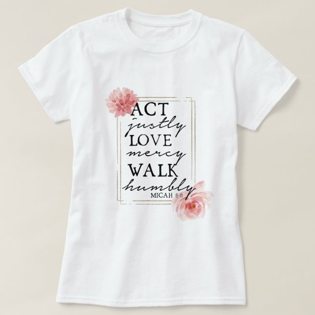 Camiseta Verso de la Biblia Inspiradora floral (Diseño del anverso)