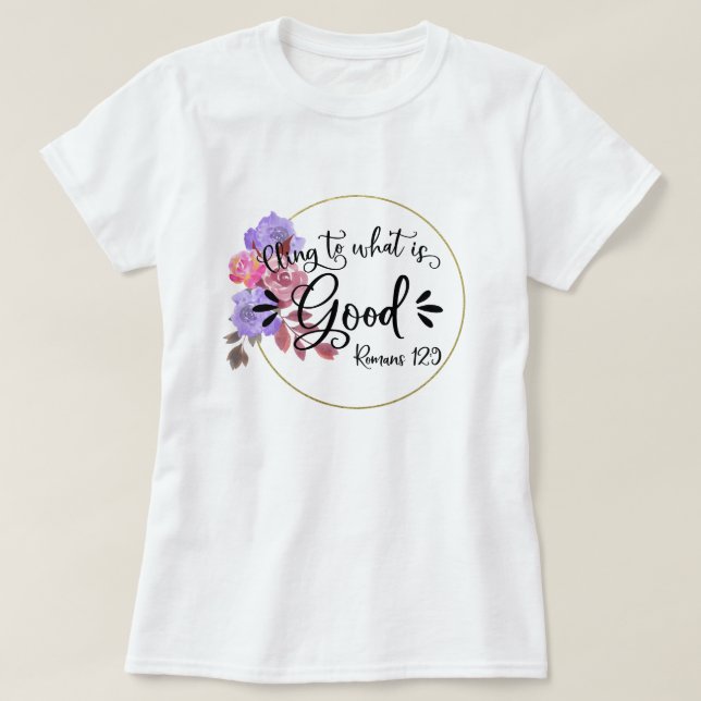 Camiseta Versos de la Biblia Inspiradora floral - Romanos 1 (Diseño del anverso)