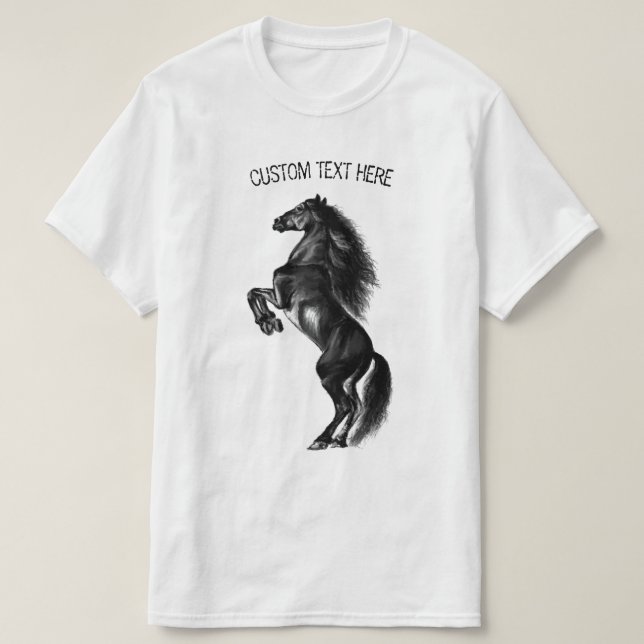 Camiseta vertical de caballo Mustang con texto Per (Diseño del anverso)
