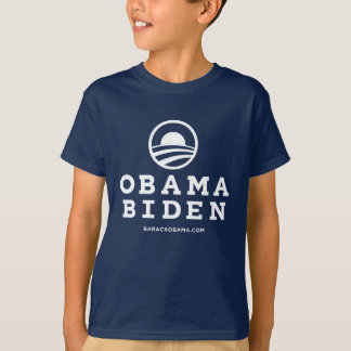 Camiseta Vertical del logotipo de Obama Biden "O" (blanca)