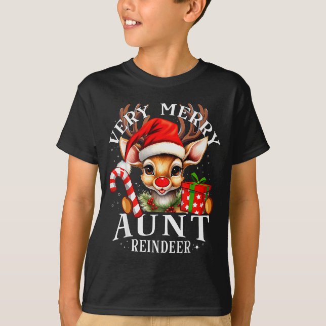 Camiseta Very Merry Aunt Reindeer Matching Christmas  (Anverso)