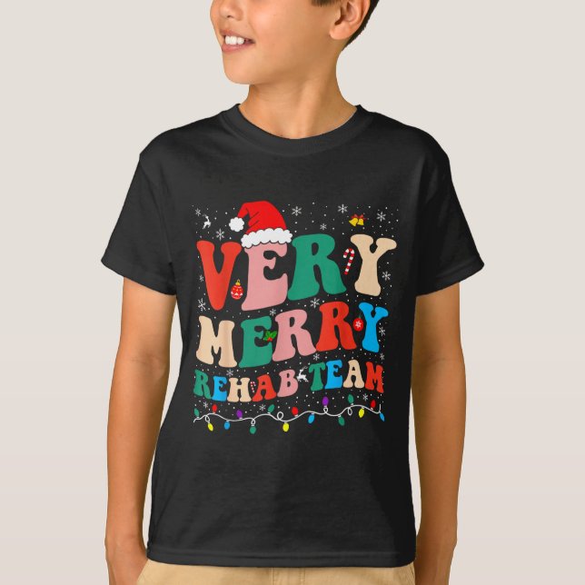 Camiseta Very Merry Rehab Team Pt Christmas Matching Santa  (Anverso)