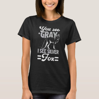 Camiseta Ves Gray Veo El Vixe De Vida Silvestre De Silver F