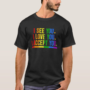 Camiseta Ves Que Te Amas Acepto Tu Bandera LGBT Arcoiris Él