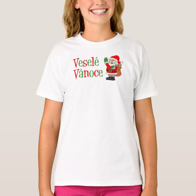 Camiseta Vesele Vanoce Navidades checos Santa (Anverso)