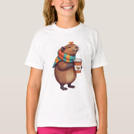 Camiseta Vestido con escarcha Capibara Siendo Café Tee