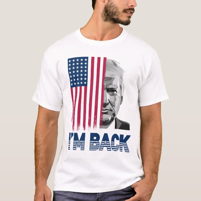 Camiseta Vestido de Donald Trump Estoy de vuelta en las ele (Anverso)