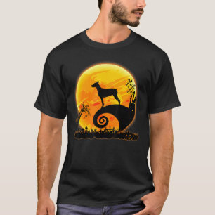 Camiseta Vestido De Halloween De Doberman Y Moon Scary