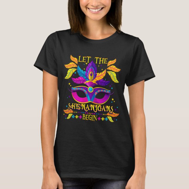 Camiseta Vestido De Mardi Gras Que Dejen Que Los Shenanigan (Anverso)