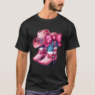 Camiseta Vestido de vaquera occidental con botas rosadas, b